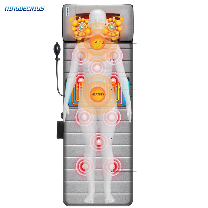 NINGDECRIUS Electric Airbag Multifunctional Full Body Pressure Back Heat Massage Mat Cushion Relaxation Heating Massage Mattress