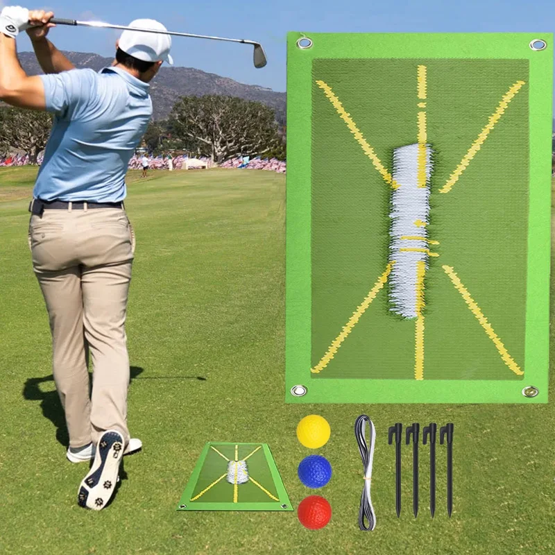 Golf Training Mat for Swing Detection Batting Practice Game Mini Portable Path Feedback Golf Hitting Mat