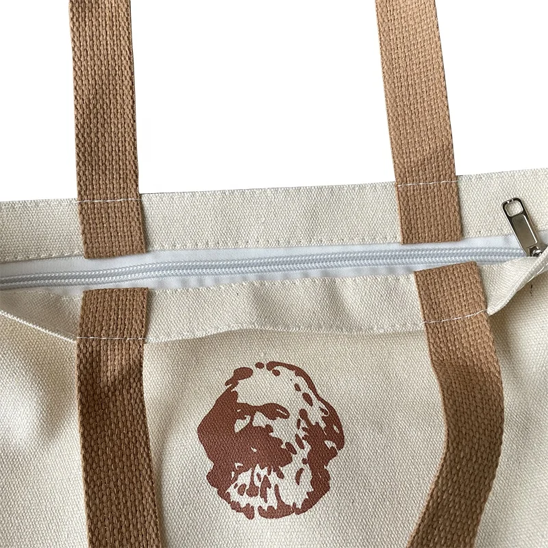 High Quality Customised Print Blue 100% Cotton Canvas Large Bulk Shopping Tote Bag With Logo