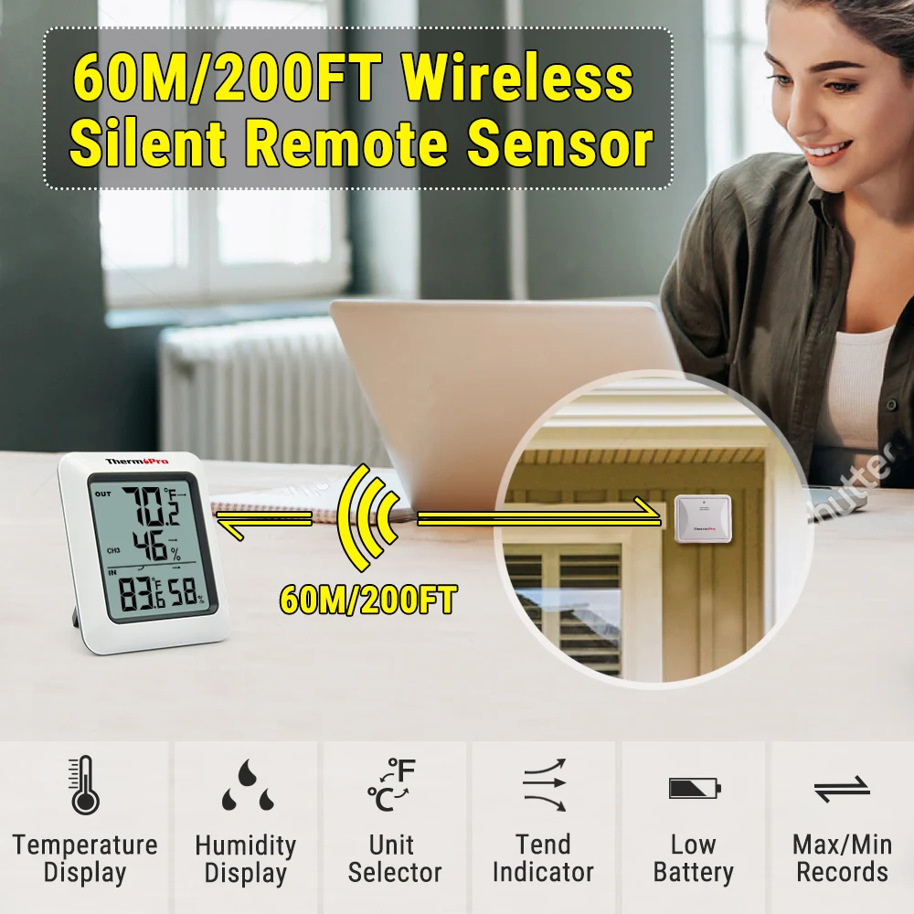 Лидер продаж Amazon, комнатный и наружный беспроводной цифровой термометр-гигрометр Thermopro TP60S