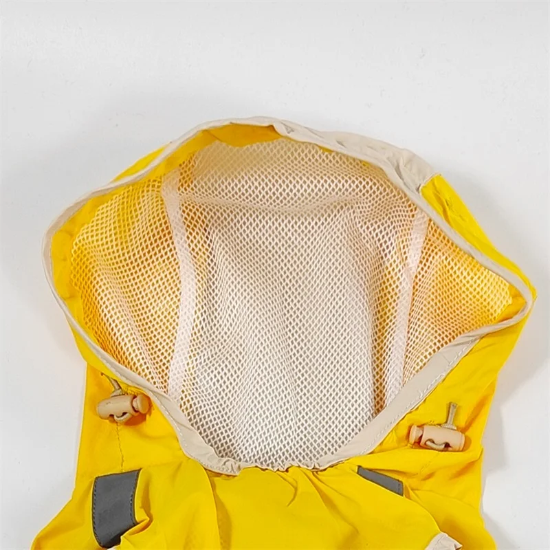 Wholesale dog clothes pet bright color hooded patchwork raincoat with high visibility reflective strips keep pet safe