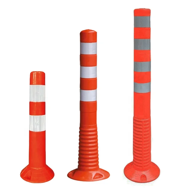 Orange Guaranteed Quality Road Sign Plastic 750mm Flexible Bollard PU Traffic Warning Delineator Bollard Traffic Warning Post