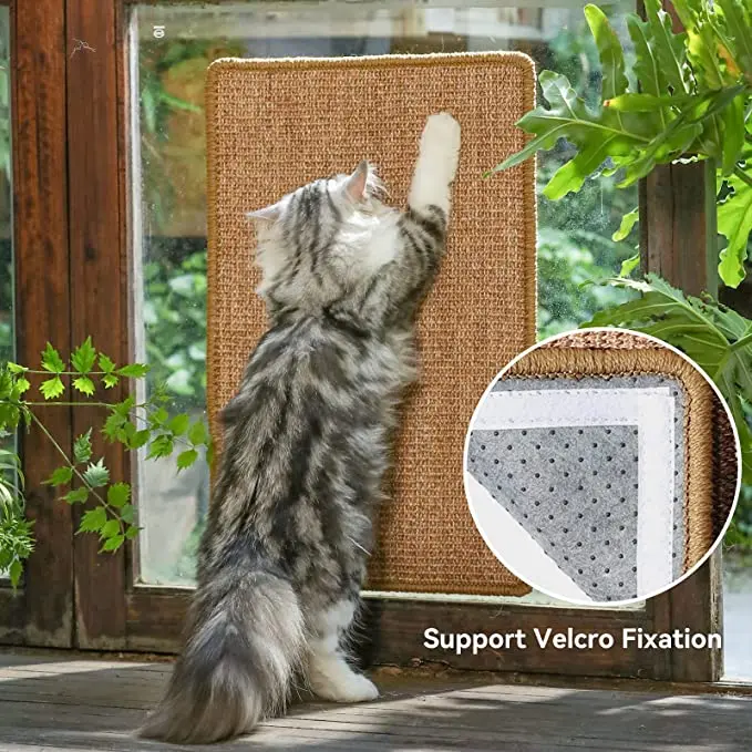 Customized Size Available 100% Natural Sisal Cat Scratchers Pad Rug with Sticky Tapes