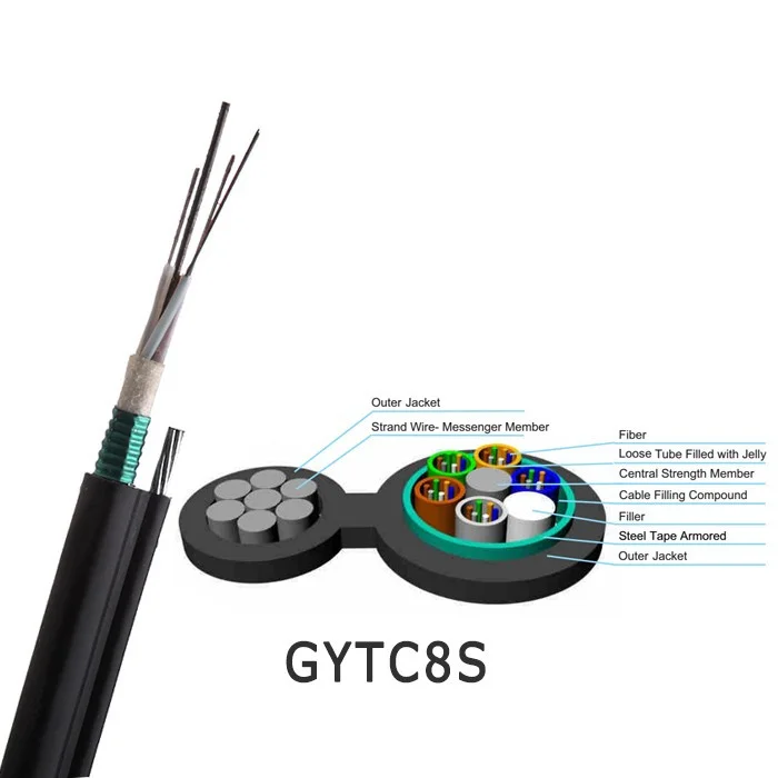 Manufacturing 12 24 core  outdoor optical fiber figure 8 cable 12 core fiber optic cable GYTC8S