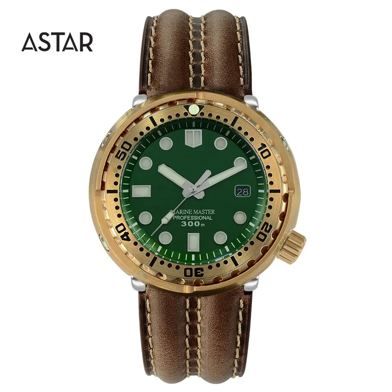 1pcs custom logo luxury 30atm cusn8 bronze diving diver japan nh36 mechanical automatic watch case man with bronze buckles