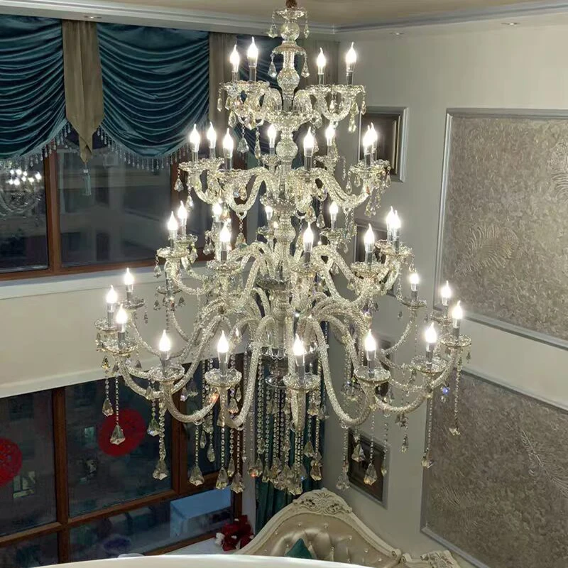 China Wholesale Stairway Clubhouse Custom Project Luxury Crystal Led Chandelier Lamp