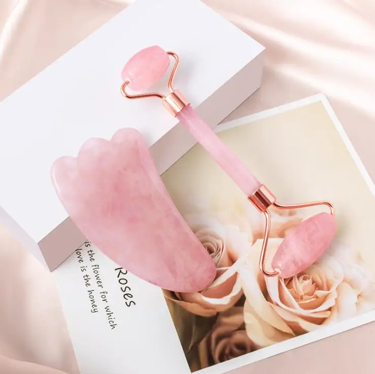 Hot selling jade roller powder crystal scraping massage crystal plate jade roller set jade beauty device powder crystal roller