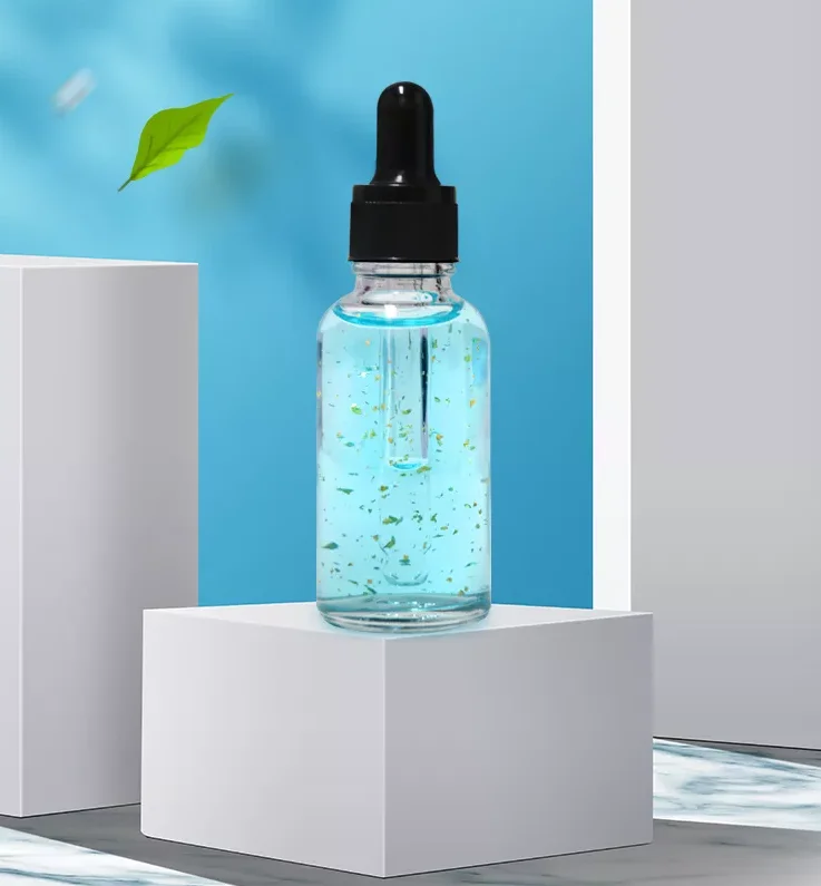 30Ml Blue Copper Peptide Glow Serum Glass Bottle Anti Aging Organic Collagen Face Serum