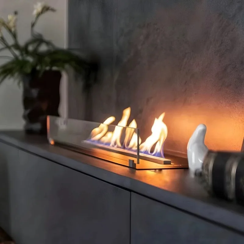 1200mm Modern Freestanding Bio Ethanol Fireplace Burner Fuel Inserted Decorate for Indoor Use for Villas Steel Metal Material