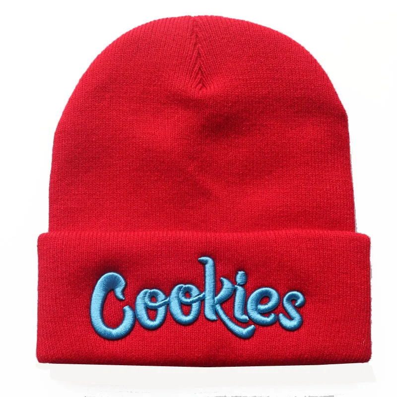 Hot selling letters Cookies embroidered knitted hat winter woolen warm hat