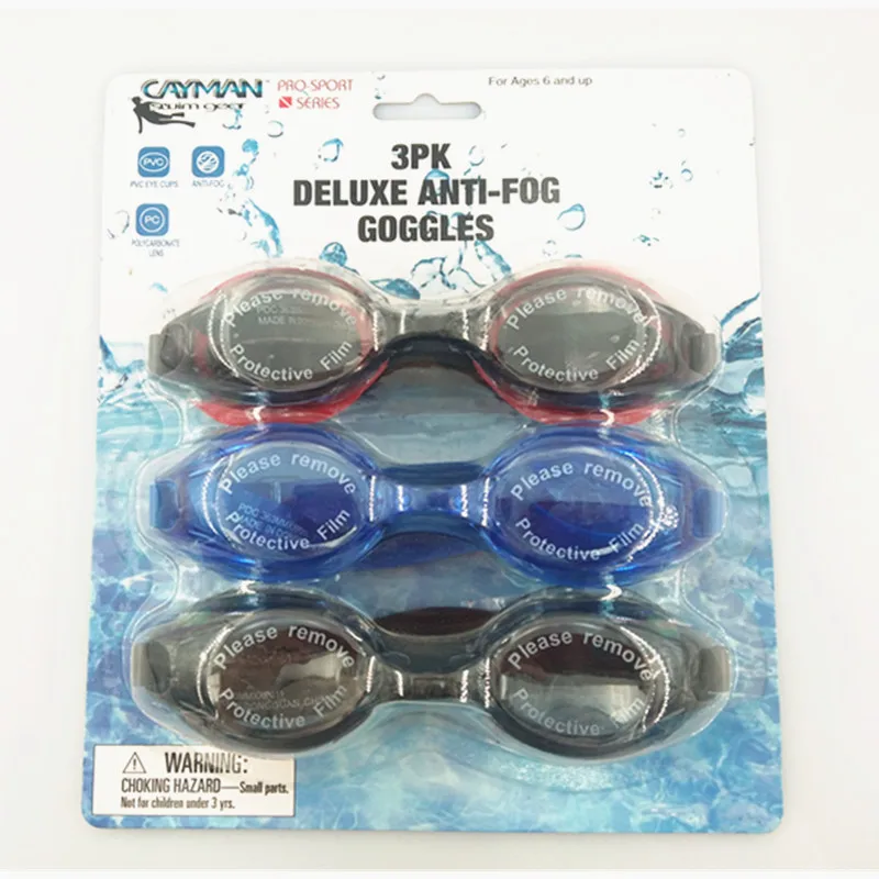 3-Pack  Anti-fog UV-protection Mirrored Coating Racing Training wholesale Swimming Goggles