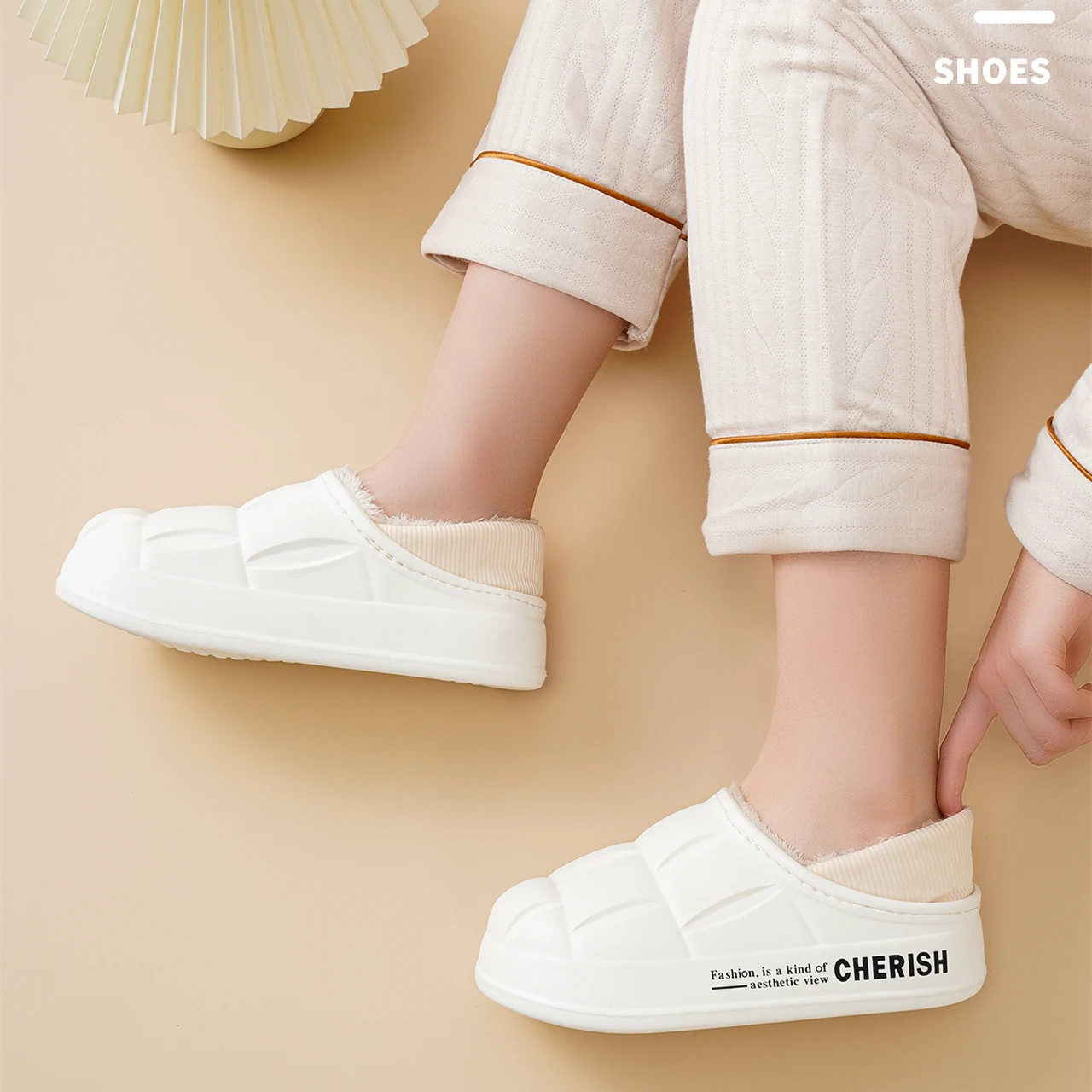 Promotion Eva Women Flat Platform Soft Thick Sole Winter Unisex Slippers Fur fluffy slippers