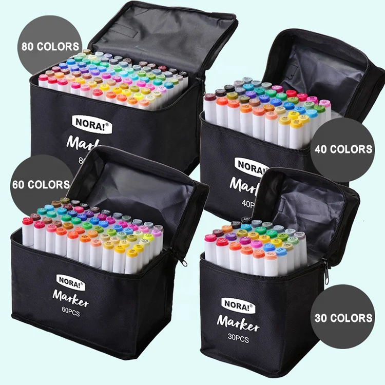 30 colors manga brush point dual tips art twin marker pen double ended alcohol art sketch drawing alcohol permanent marker pen