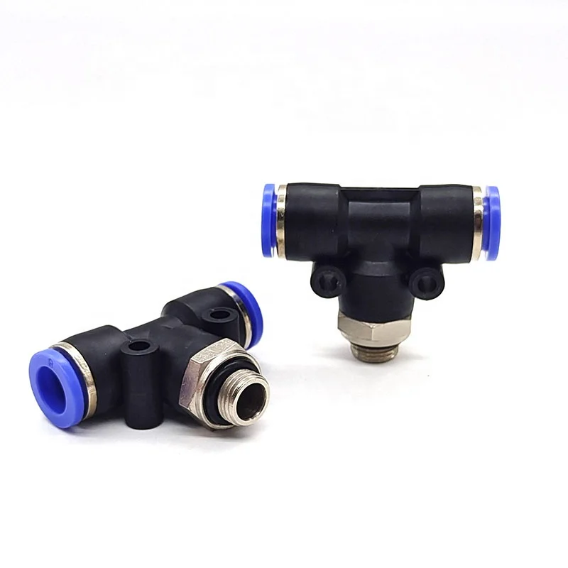 1/4 Union Tee Push air Connector 6/8 /10/12 mm PB Pneumatic quick connect pipe Fittings