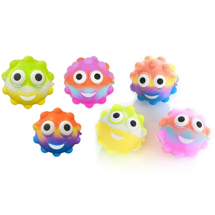 New 3d bubbles stress relief pops its ball fidgets toys push portable silicone popping squeeze bouncing ball pops toys