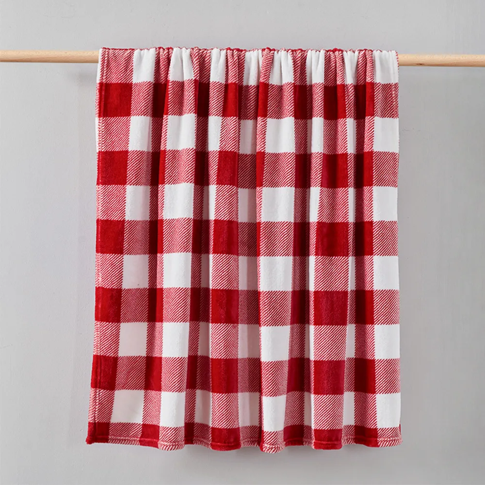 Hotsale Customize polyester embossed solid color check pattern flannel fleece soft throw blanket for sofa bed