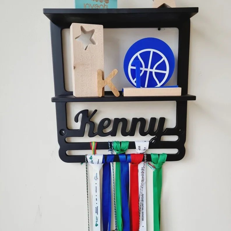 Trophy shelf Personalized Medal Display Personalized Name Medal Holder Trophy Display Custom Medal Holder
