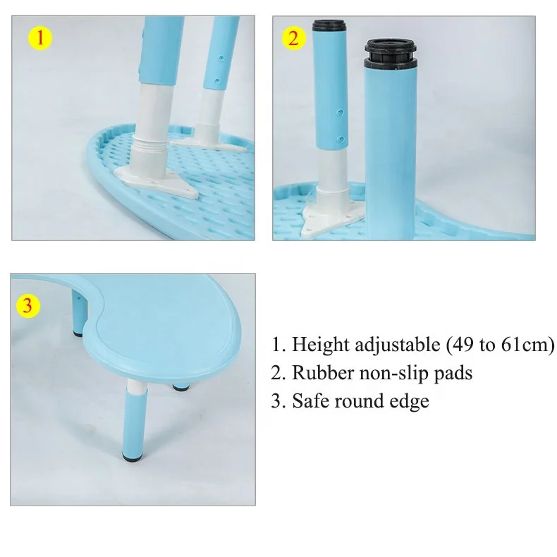 Half Round Moon Shape Children Plastic Table for Preschool Nursery School Kids Party Furniture