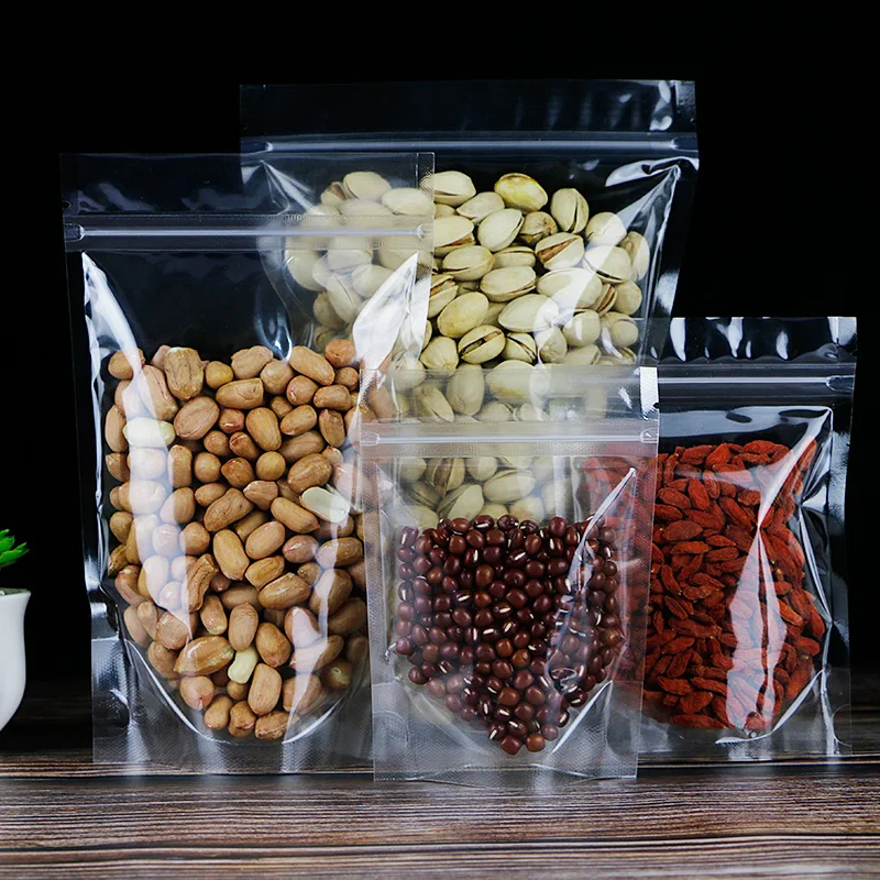 Hight clear Plastic stand zip bag Self-sealing dry fruit food packaging snack bag