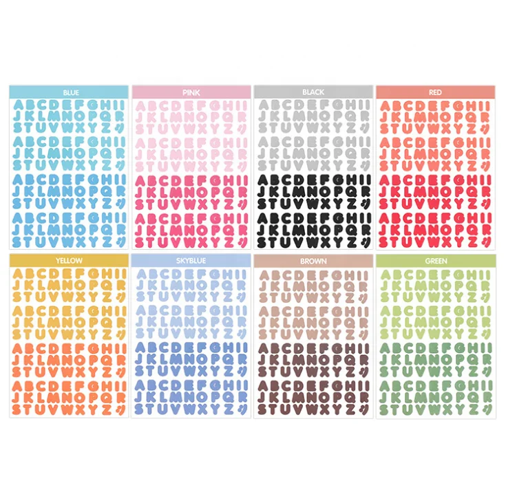 Flat Decorative Sticker Candy Color Cute Alphabet Sticker