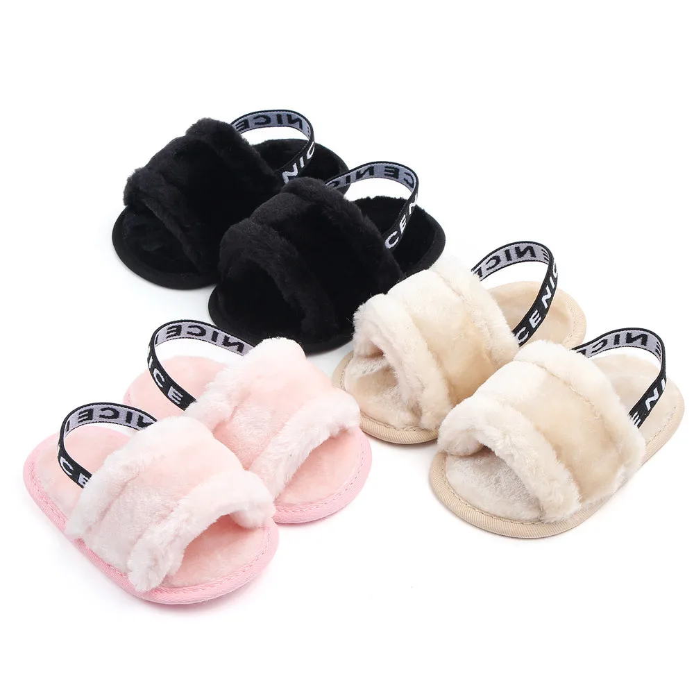 
Hot selling 0-1 Year Old Baby Furry Sandals Indoor Soft-soled Toddler Shoes Baby Shoes Wholesale 