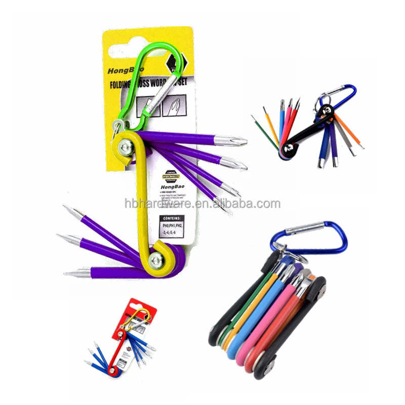 Multi Functional Torx Flat Screwdriver Set Folding Hex Allen Key Wrench Set cycling tools kit Foldable Hex Key Set With Key ring