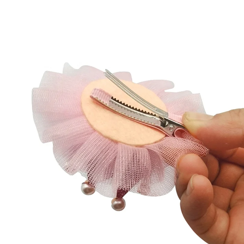 E-Magic Supplier Cute Lace edge colorful Crown hair bow with clips for dog cat pet hair accessory