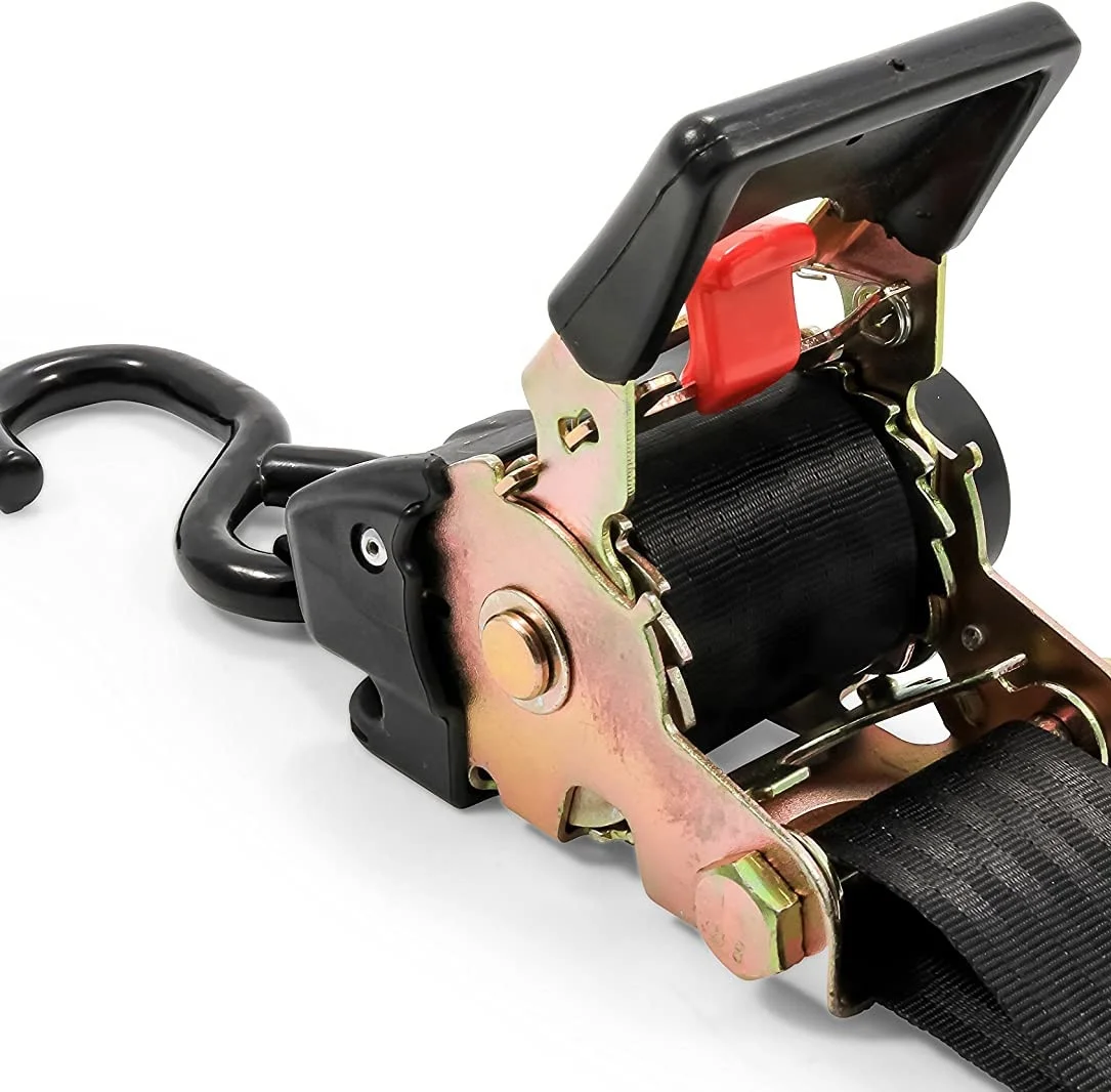 High Quality 2PC Ratchet Tie Down Straps Dual Hook 2500 lbs Break Strength Securely Tie Down Ratchet With S Hooks