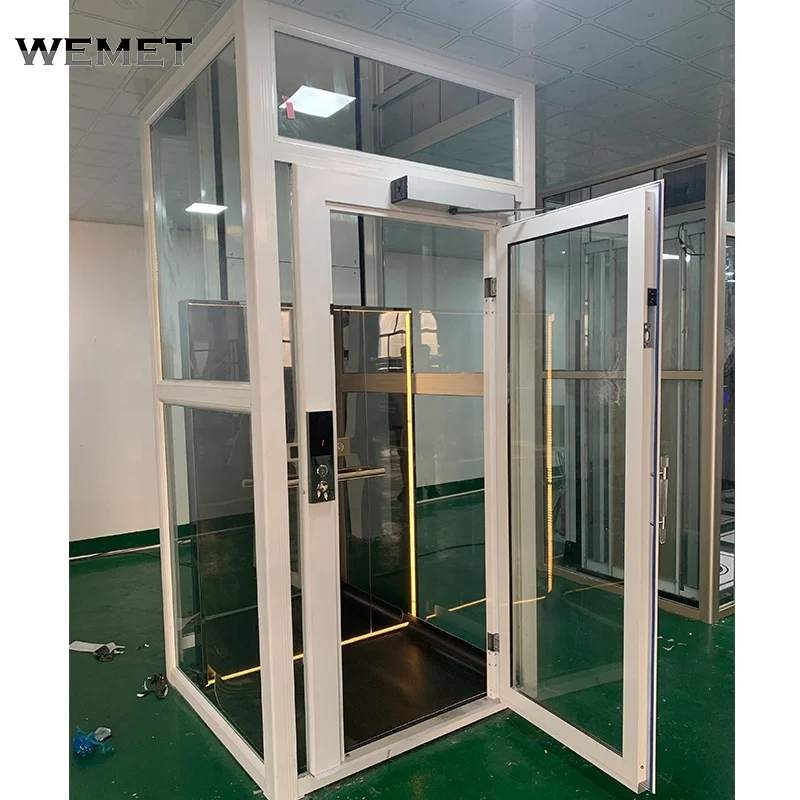 Домашний лифт для двух человек со стеклянным валом внутреннего и наружного
