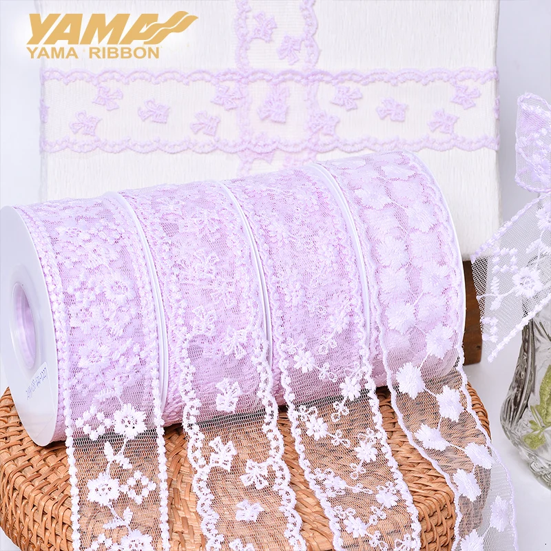 YAMA 38MM Lace Embroidered Ribbon for Gift Packaging Wedding Trimming Ribbon Lace Trim Garment Accessories