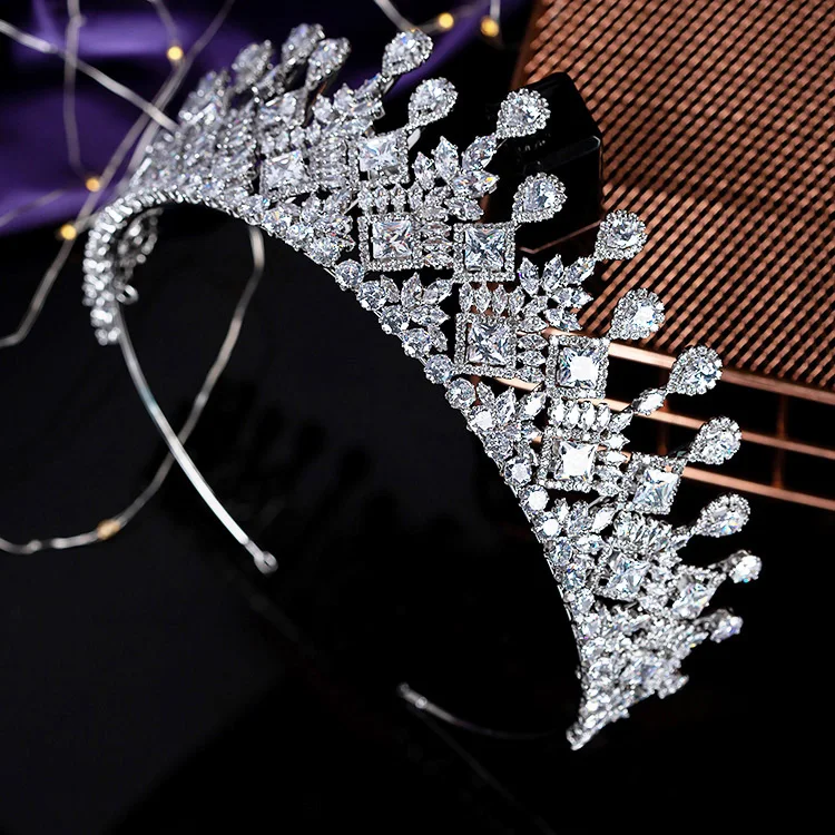 Crown and Tiaras New Gorgeous Women Hair Jewelry Bridal Wedding Hair Accessories Cubic Zircon BC5717 Corona Princes