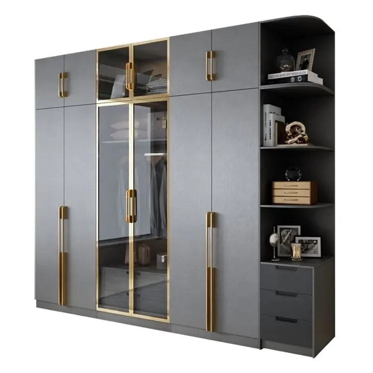 MEGA wholesale factory cheap price customized bedroom modern luxury wall wardrobe Grey matte wardrobe Cabinet furniture design