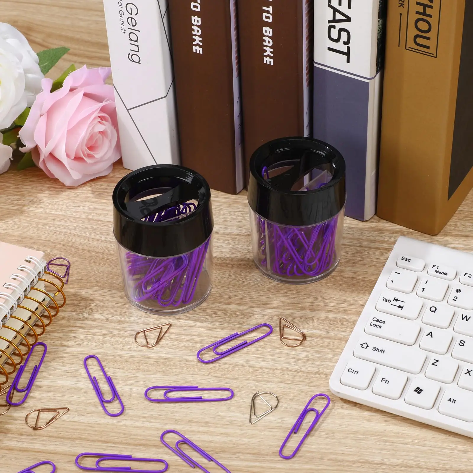 Magnetic Plastic Clip Dispenser Holder for Desk Storage-Paper Clip Storage Box for office