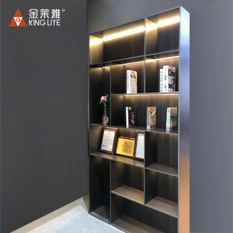 Wall-mounted Book Shelf Top Quality Custom Italian Contemporary Light Luxury Modern Aluminum Bokcase Storage