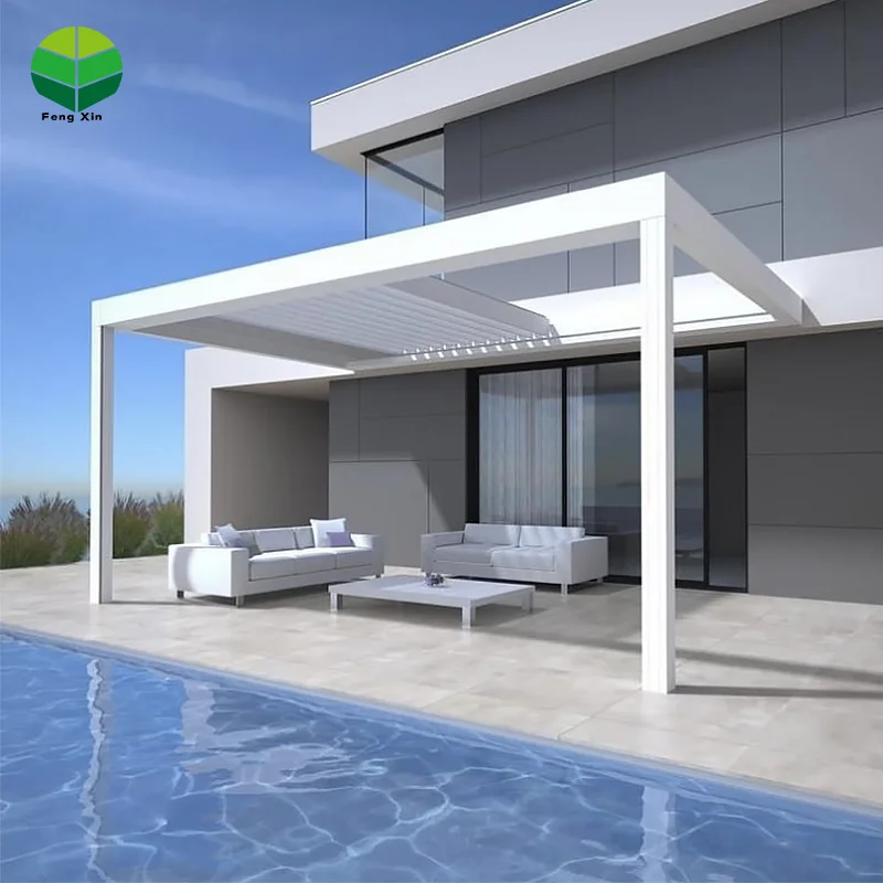 Electric Opening Rain-resistance Aluminum Pergola Sunroof for Deck Furniture Canopy