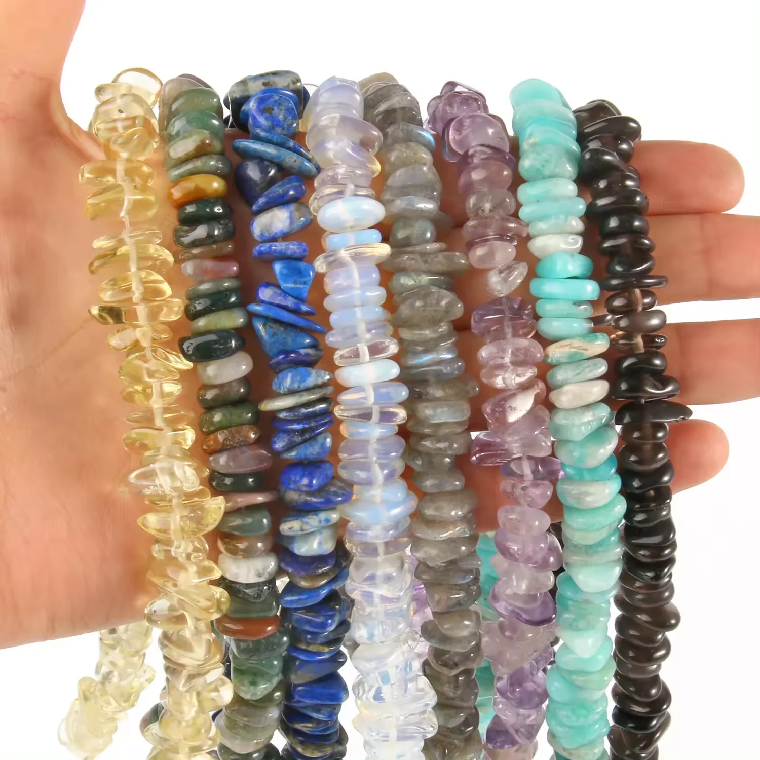 Irregular Black Agate Amethyst Tourmaline Stone Beads Loose Pebble Nugget Chips Jewelry Making Semi-Finished Semi-Precious Beads