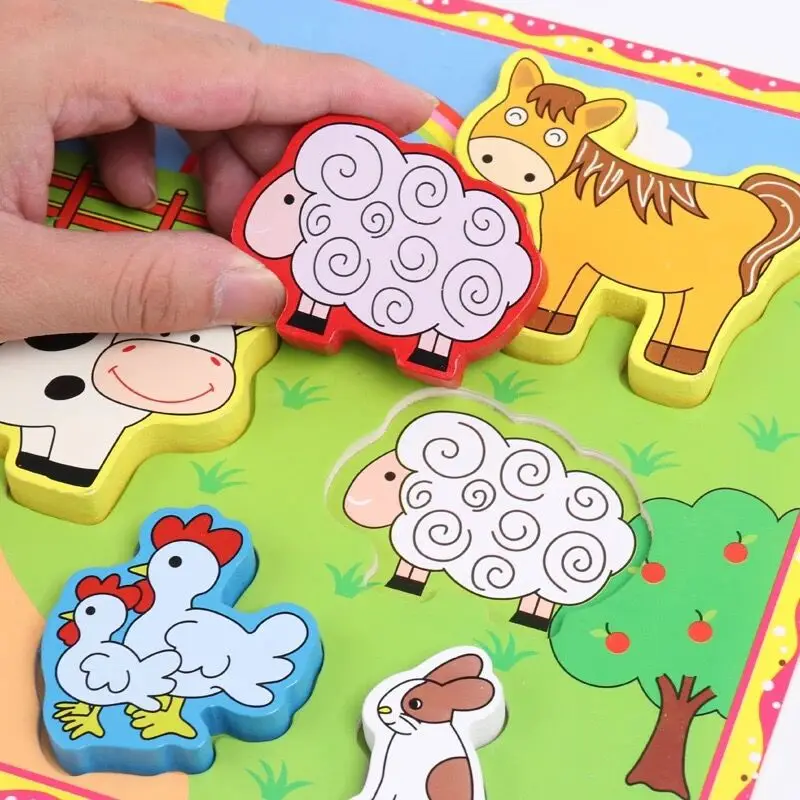 Wholesale Kid Early Educational Toys Animal Wooden Puzzle Toy Educational Wooden Puzzles for Kids