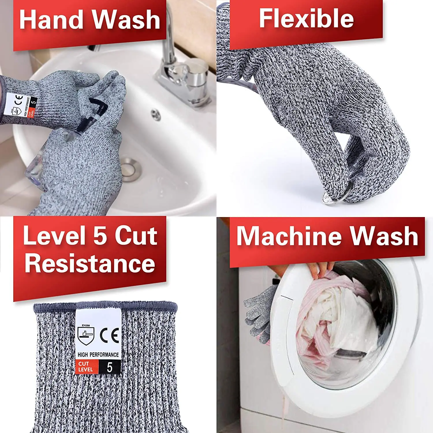 High quality 13 G daily-use cut resistant Anti-slip  kitchen safety work gloves