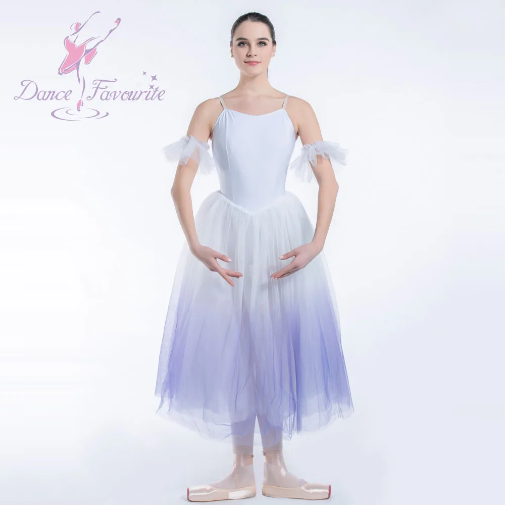 19335 Ombre purple romantic tutu skirt spandex white bodice with soft tulle tutu ballerina dance costume