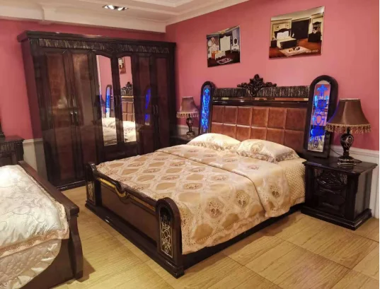 African style hot selling furniture bedroom wooden set wholesale prices to the hotel