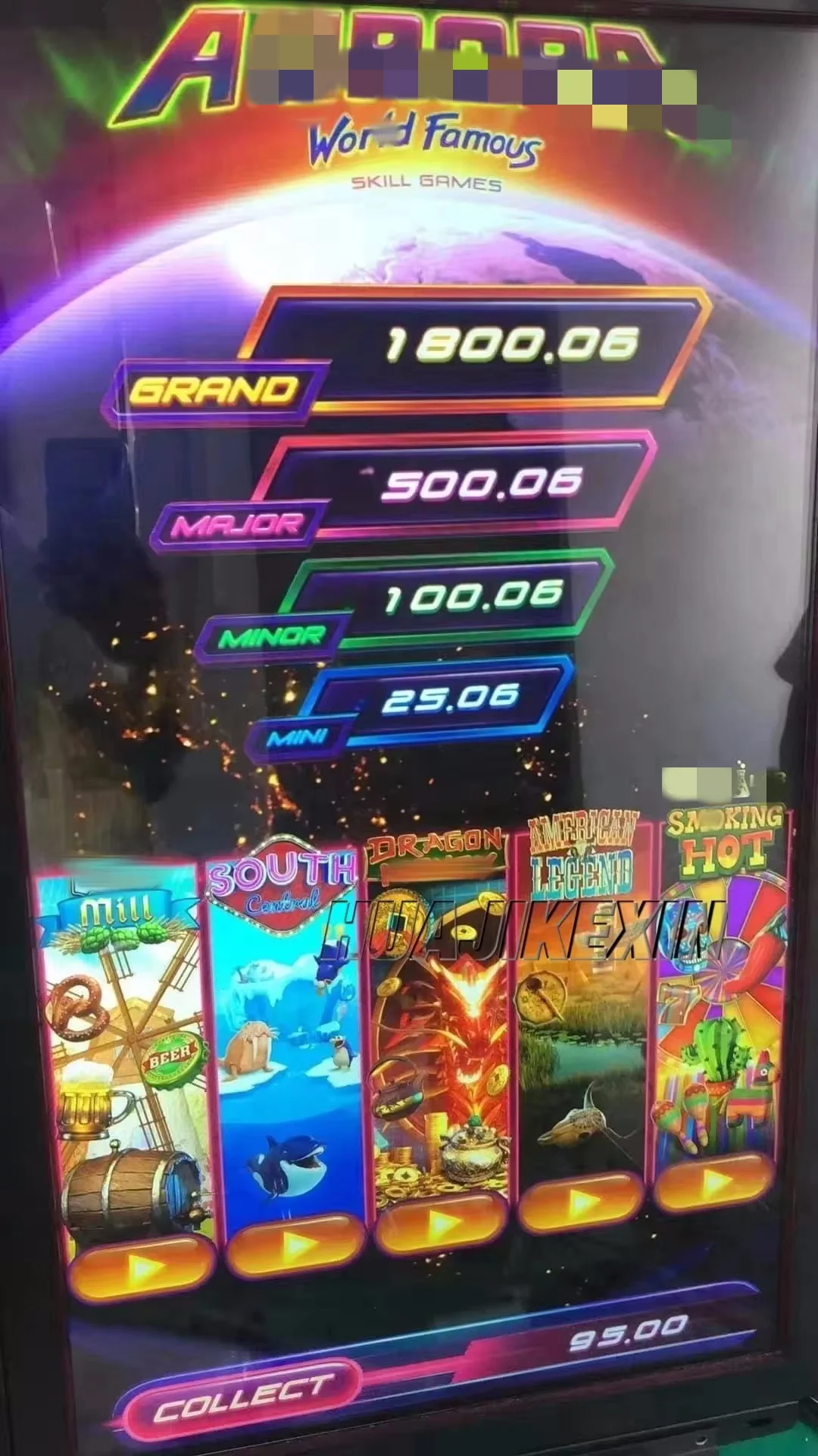 USA Hot Sale Multi Game Au rora World Famous Vertical Skill Game With Preview 5In1 PC Board For Video Game Machine