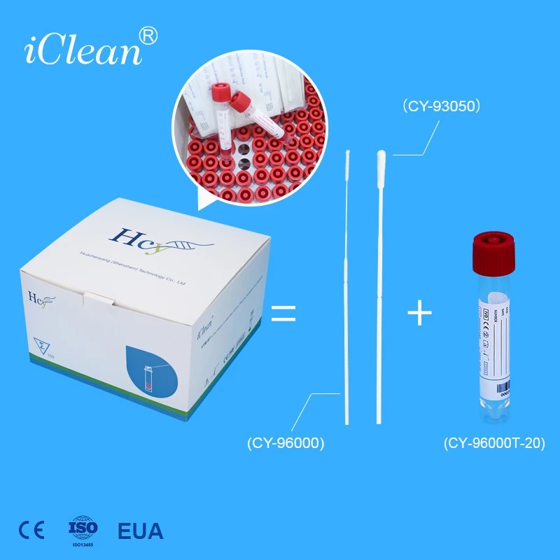  iClean Viral Transport Media Nasal Oral Nylon Swab Stick Saliva Collection VTM