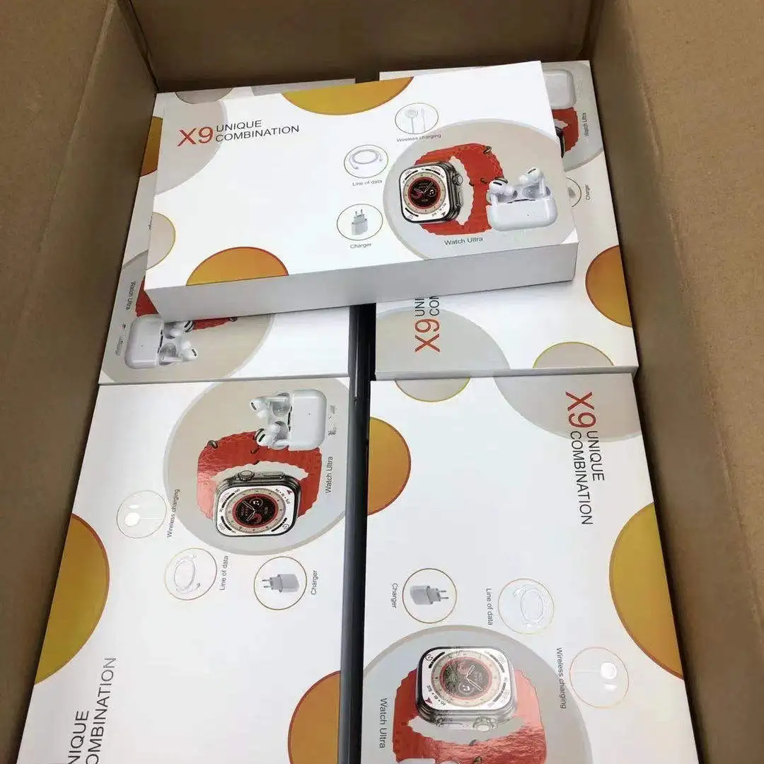 6-in-1 X9 unique ultra combination smartwatch fast charge wireless charge x9 unique combination 6-in-1 BT earphone smartwatch