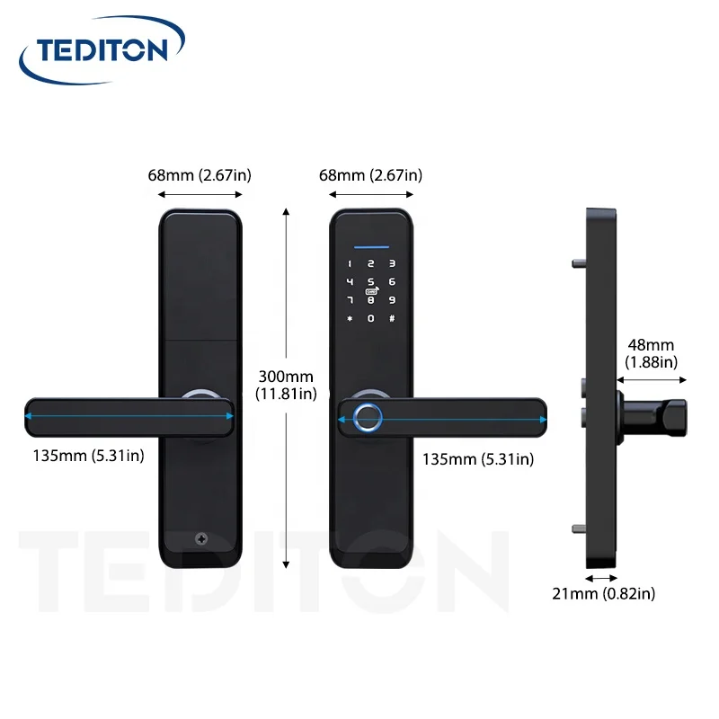 TEDITON smart home tuya smart life locks wifi Biometric Fingerprint Door Lock for hotel Apartment office Building