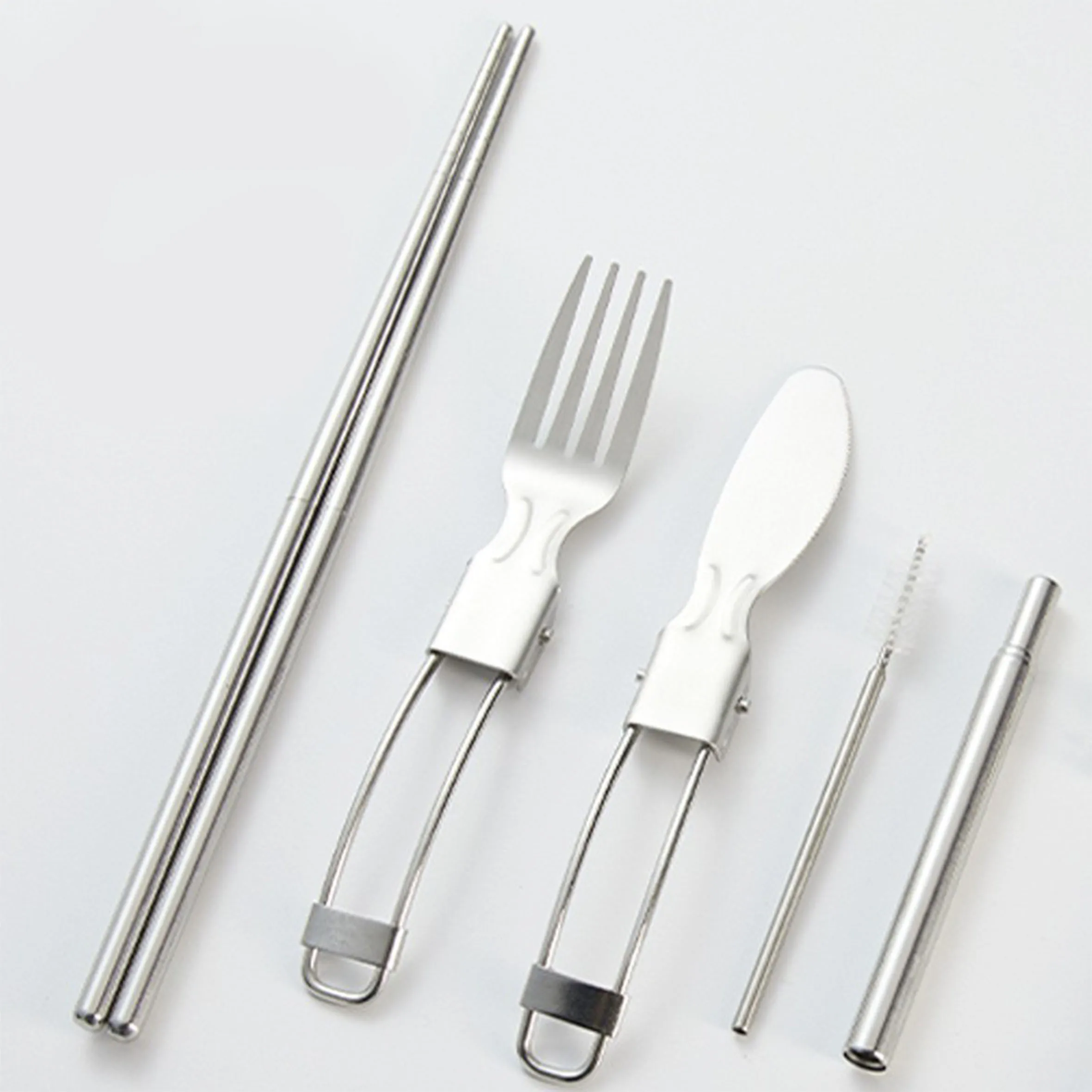 Ultralight Portable Travel,Fork And Spoon Outdoor Camping Dinnerware Titanium Folding Fork Spoon/
