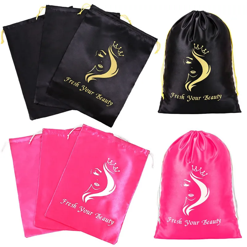 Hair Bundles Packaging Extension clear plastic Bags, Satin Human Weave Hair Box wig wholesale packaging bags for wigs/