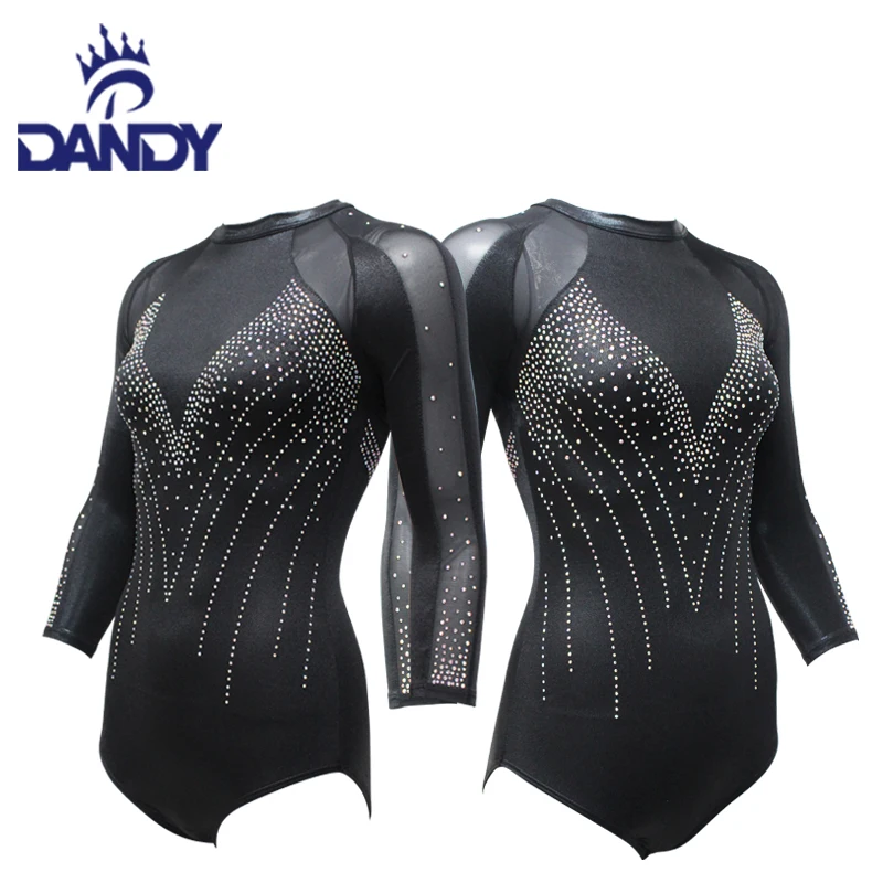 Ombre Rhythmic Ballet Gymnastics Customized Size Competition Leotards With Rhinestones for Girls