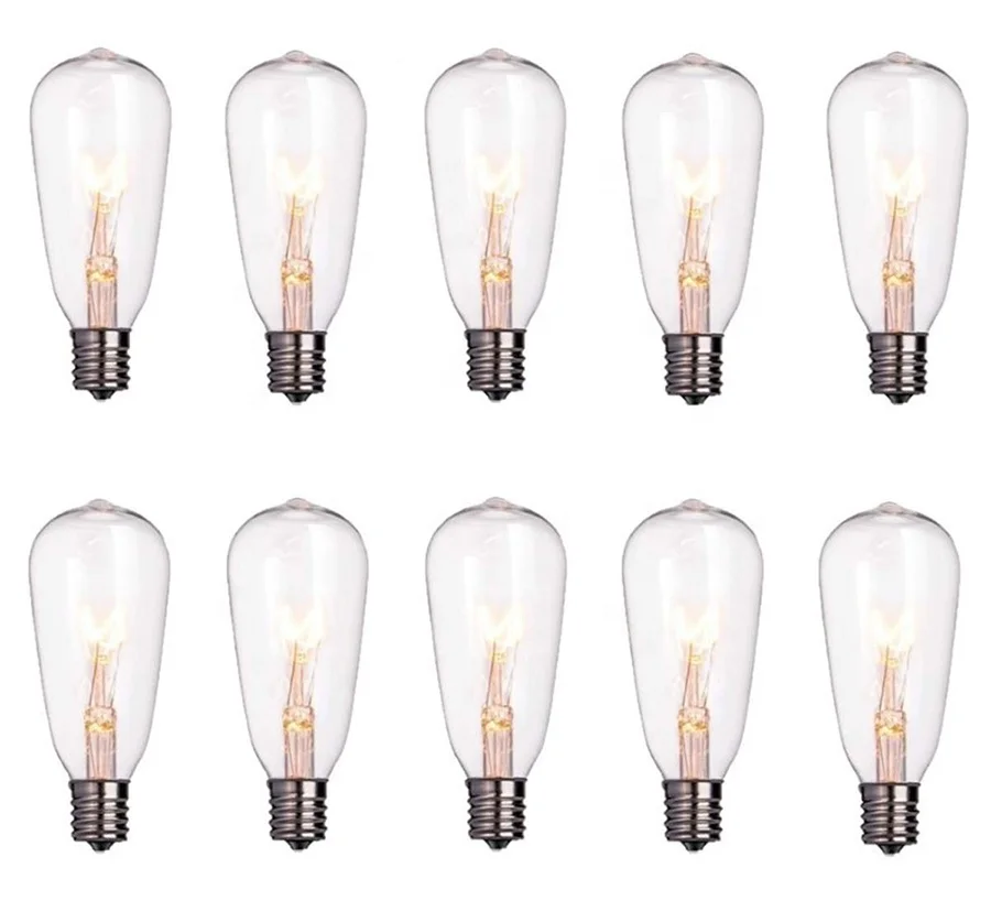 
ST40 10 Pack Edison Replacement Light Bulbs,7watt E17 Screw Base Clear Glass String Light Bulbs for Outdoor/Indoor 