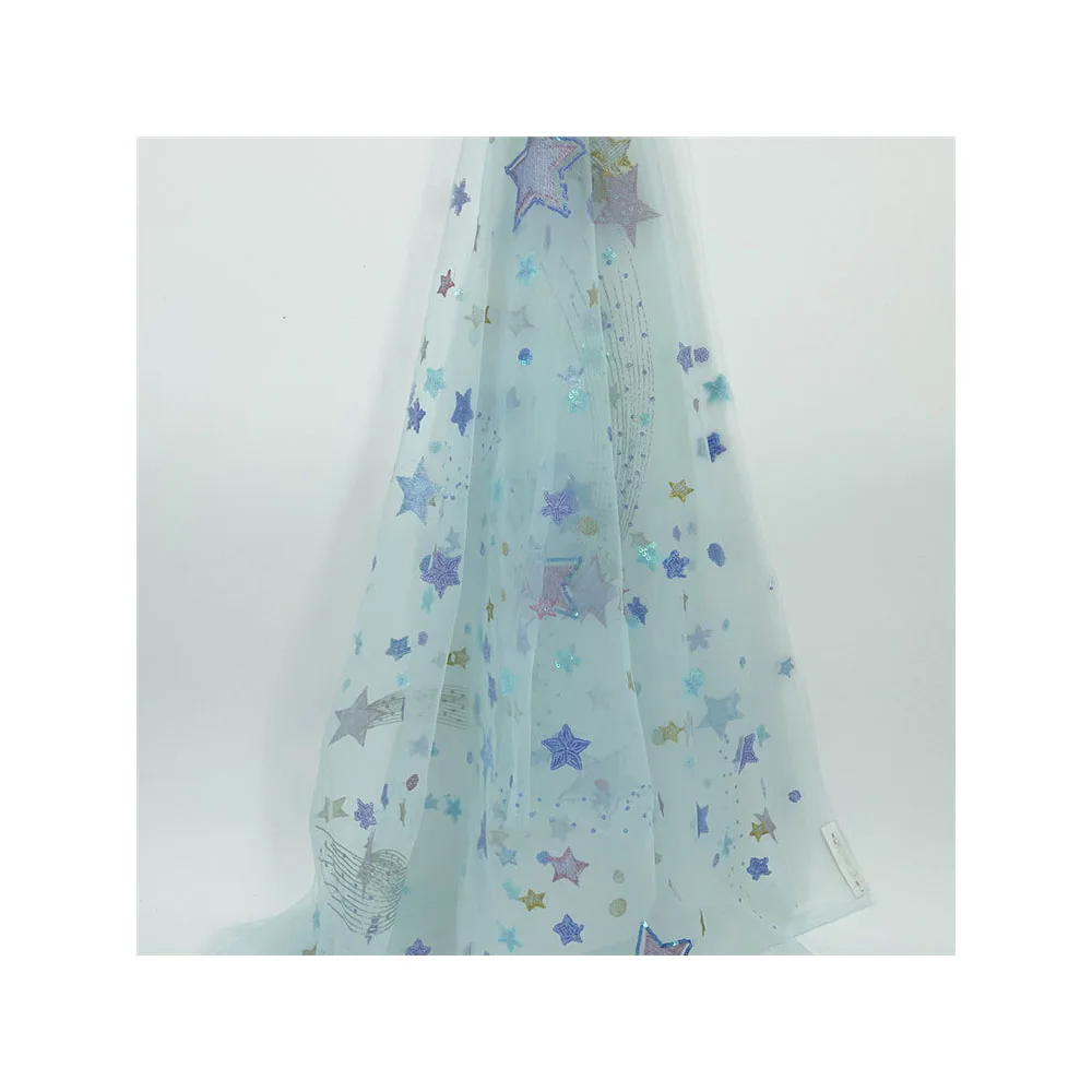 Лидер продаж, вышивка блестками на сетке со звездами