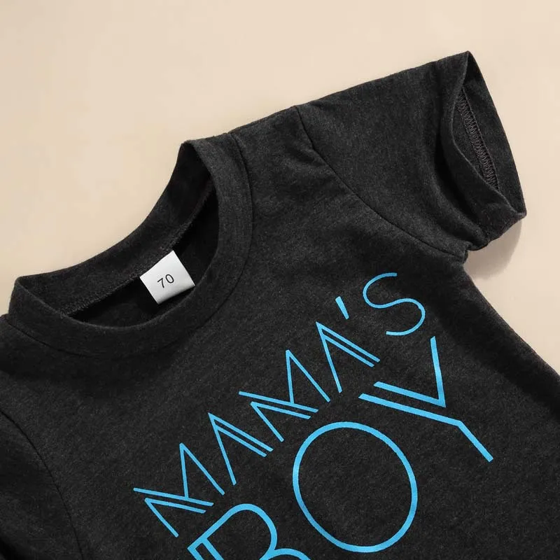 Baby Kids Summer Wear Solid Color Boys Short sleeve T-shirt+Shorts Print Shorts Two-piece Set Custom Mothers Day Clothing